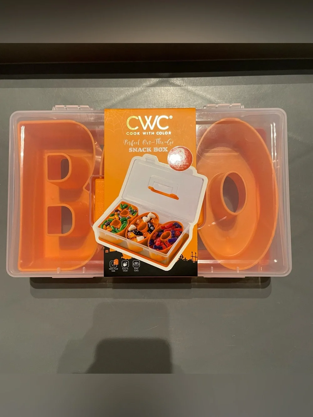 Cook with Color Pumpkin & BOO Halloween Snackle Box Food Storage Container NEW